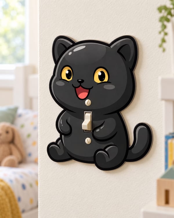 Yellow Eyed Black Cat Light Switch Cover