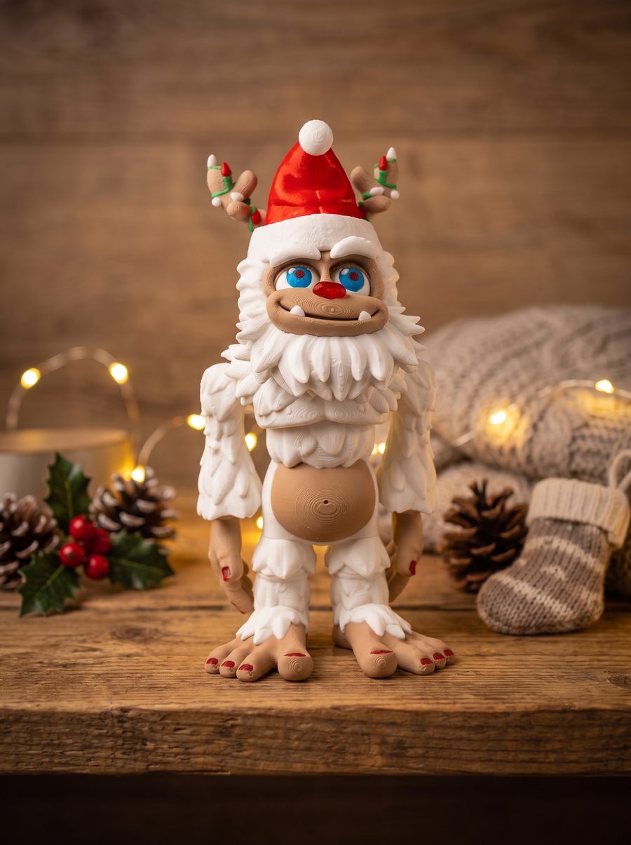 Flexi Christmas Big Foot Sasquatch Santa Hat & Antlers
