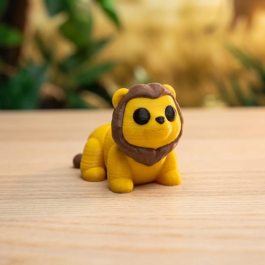 Lion Flexi Mini 3D Printed Articulated Fidget Toy - Desktop Collectible Stress Relief Toy