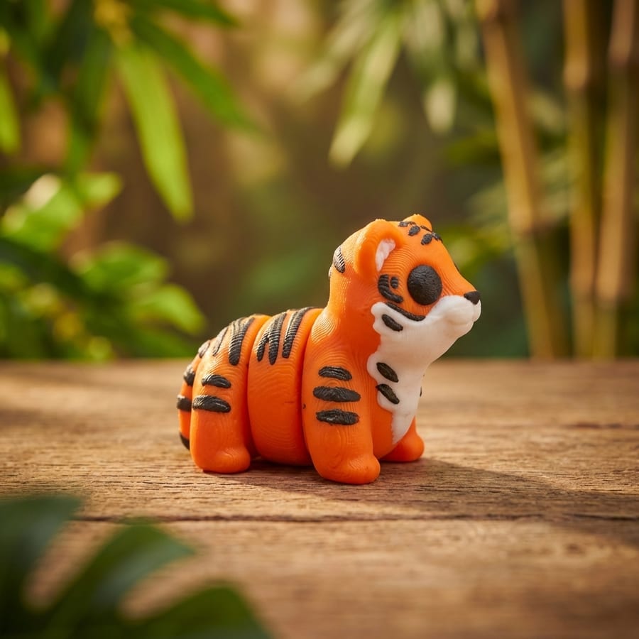 Tiger Flexi Mini 3D Printed Articulated Fidget Toy - Desktop Collectible Stress Relief