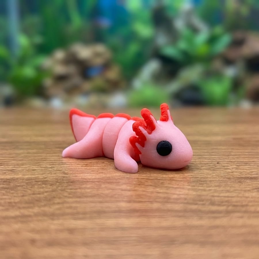 Blue Axolotl Flexi Mini 3D Printed Articulated Fidget Toy Collectible Desk Accessory — photo 4