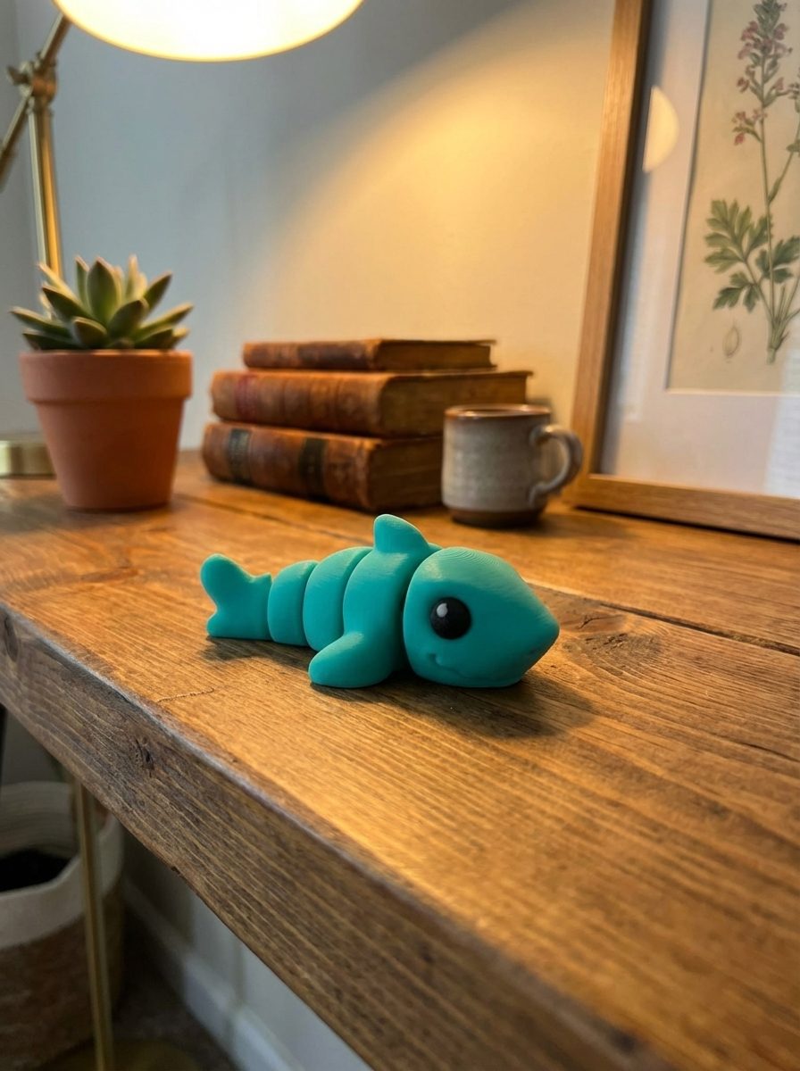 Shark Flexi Mini 3D Printed Articulated Fidget Toy - Desktop Collectible Stress Relief Toy