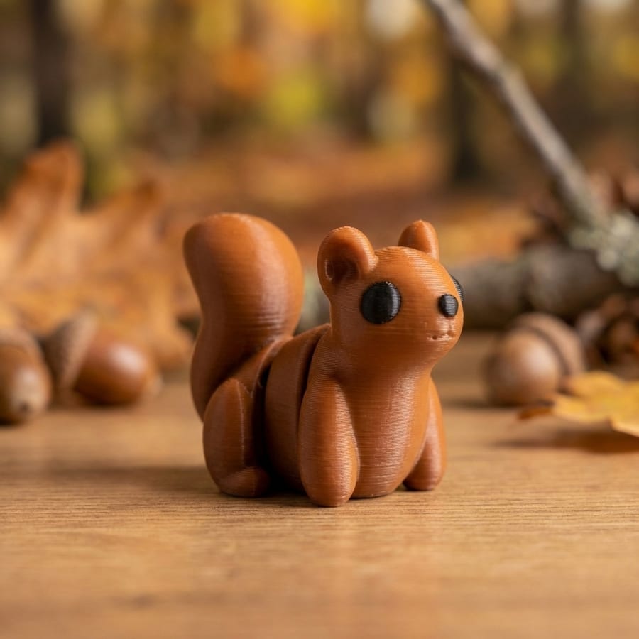 Squirrel Flexi Mini 3D Printed Articulated Fidget Toy - Desktop Collectible Stress Relief Gadget