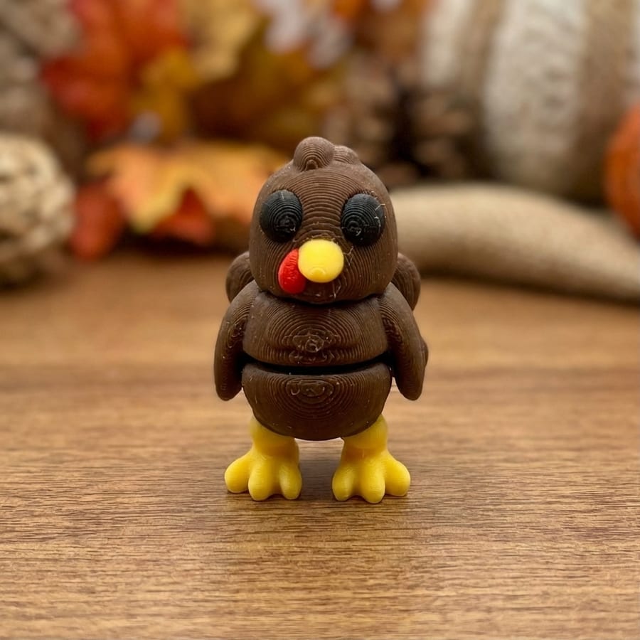 Turkey Flexi Mini 3D Printed Articulated Fidget Toy - Collectible Desktop Stress Relief Gift