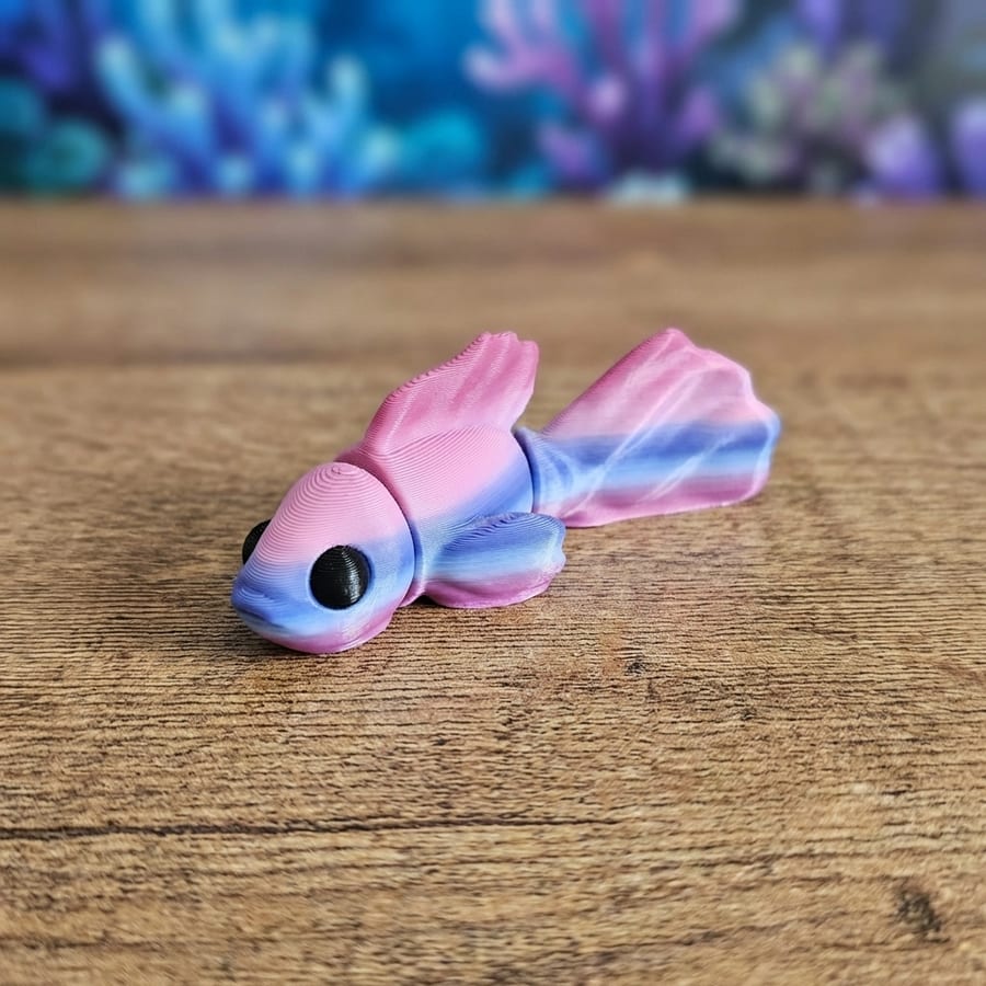 Beta Fish Flexi Mini 3D Printed Articulated Fidget Toy - Desk Collectible