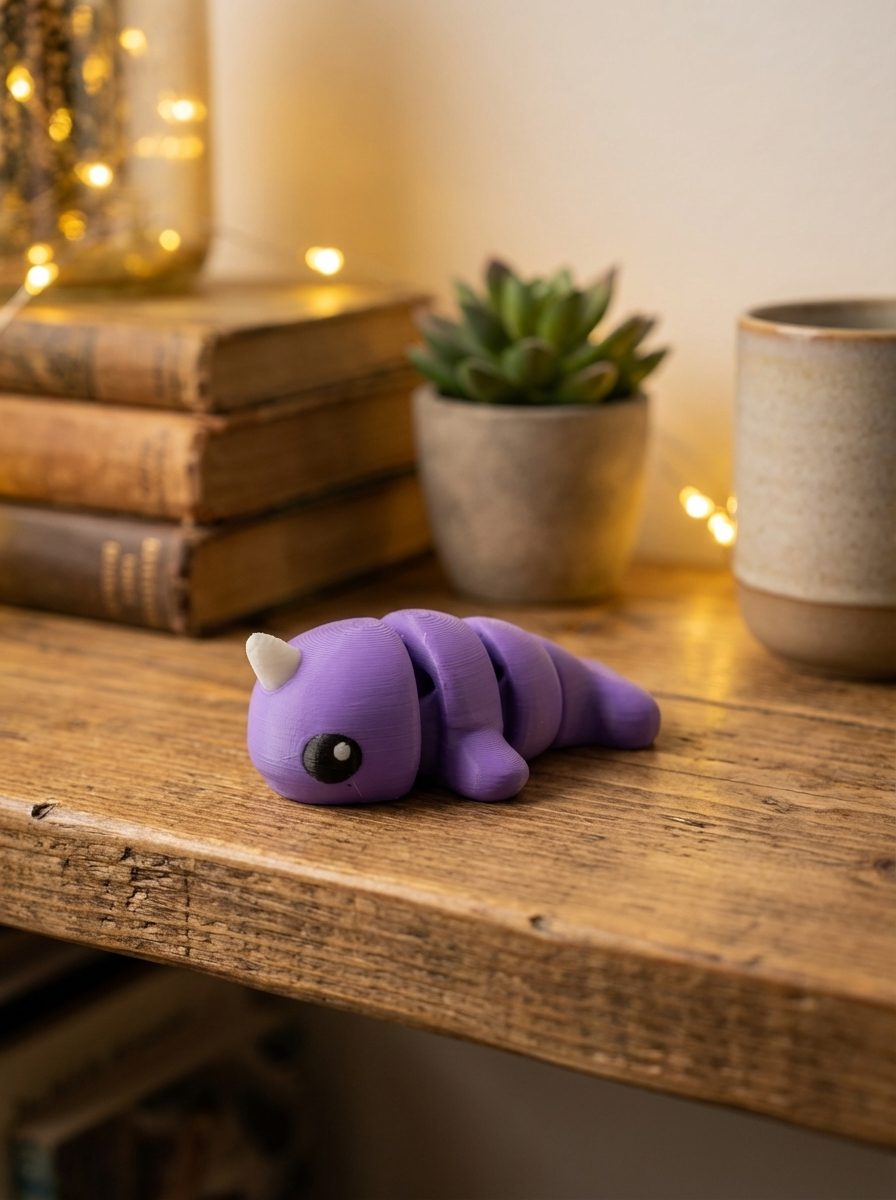 Narwhal Flexi Mini 3D Printed Articulated Fidget Toy - Collectible Desk Toy Gift