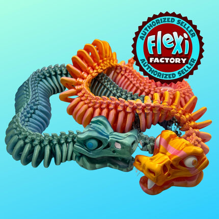 Flexi Factory 3D Printed Articulated Snake - Large - Fidget Toy - Posable Dragon Snake - Fun Gift - Desk Toy - Flexi Reptile